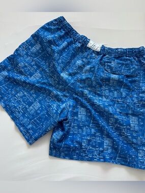 Southern Tide Blue Men’s Swim Trunks - Blueprint Print.  XL